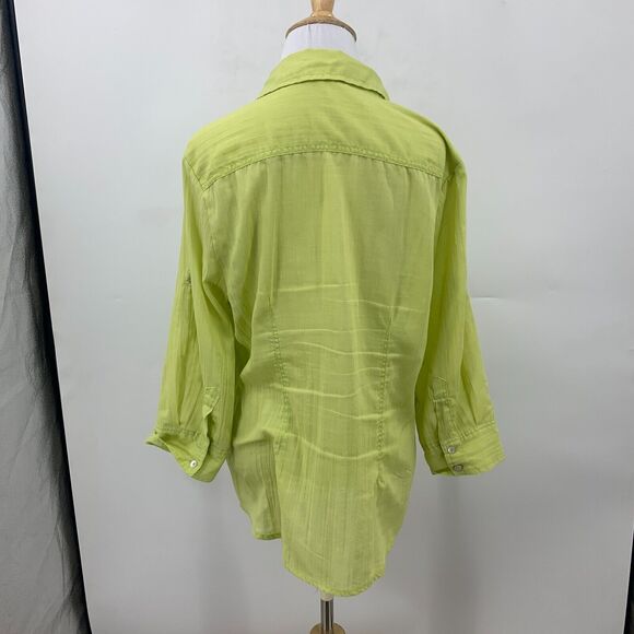 Dylan Anthropologie Button Shirt Womens M Medium Zucchini Tab Sleeve Pockets Top - Picture 2 of 16